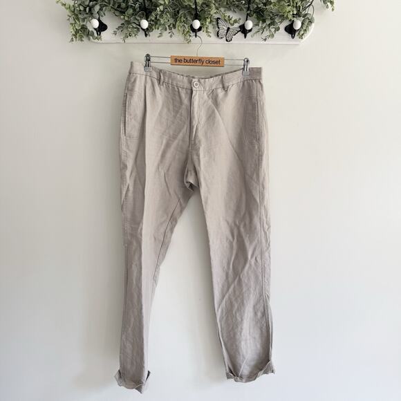 Men’s Island Importer 100% Linen Light Brown Cuffed Pants 36 - Picture 4 of 4